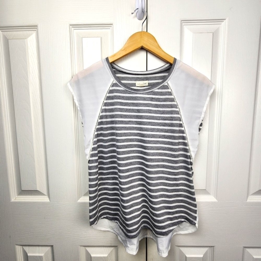 Maison Jules Striped Knit Pullover Crew Neck Blouse Womens Size Small